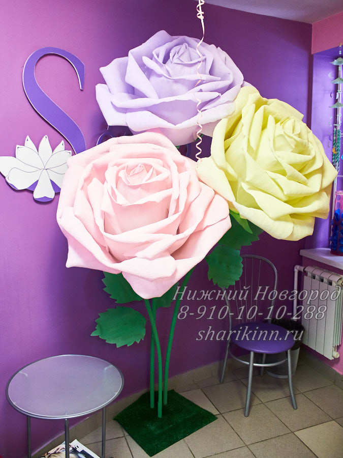 Большие цветы розы декор салона красоты