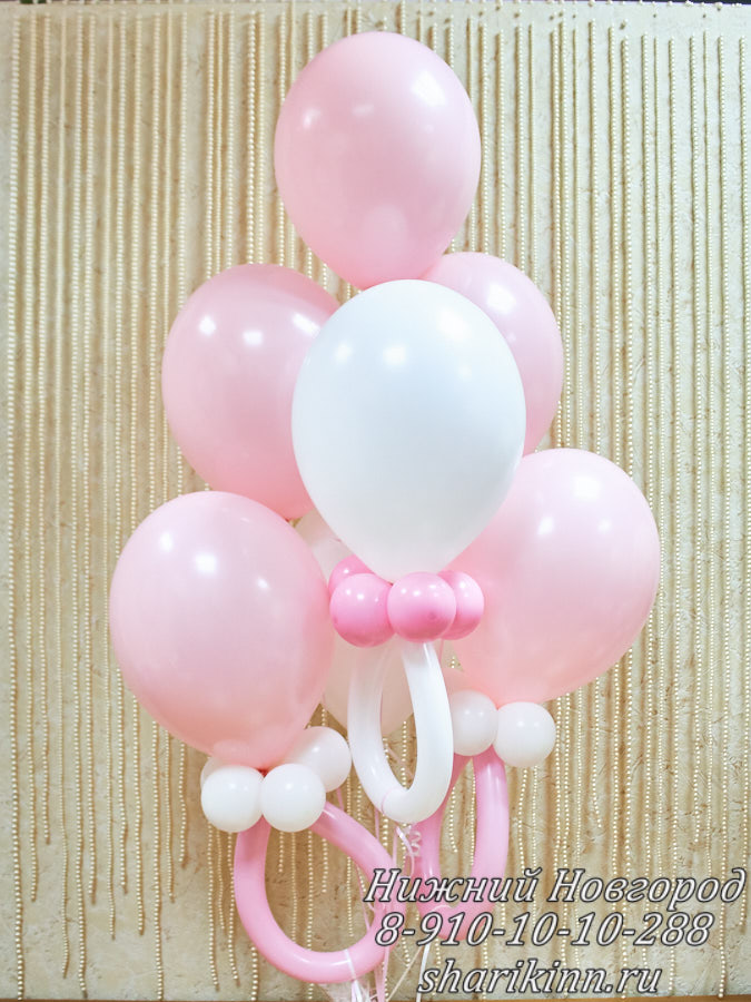Фонтан розовые из воздушных шаров пустышки заказать недорого