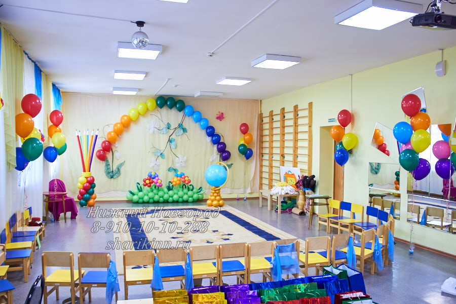 Оформление зала выпускного в детском саду воздушными шарами заказать